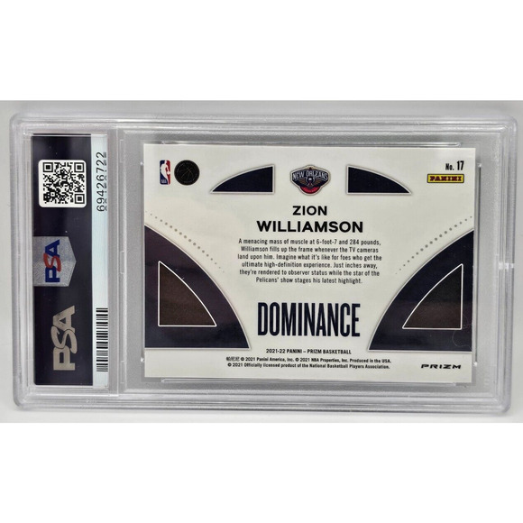 2021 Panini Prizm Zion Williamson Dominance Green PSA 10 - Picture 2 of 4